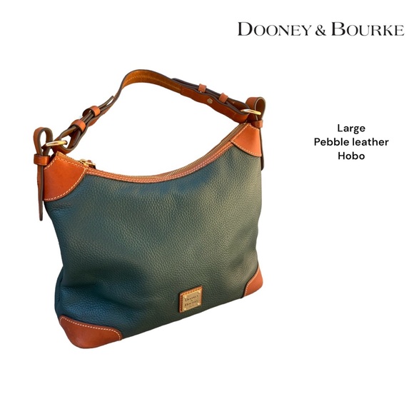 Dooney & Burke large pebble leather hobo shoulder bag purse Forest Green - Picture 2 of 13